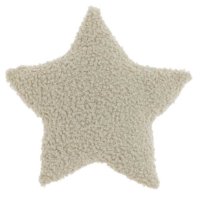 Deko Kissen "Curly Star" von Wohnen auf dem Land, creme-brauner Stern, 40 cm, weiche Textilien, stilvolle Dekoration für Sofa