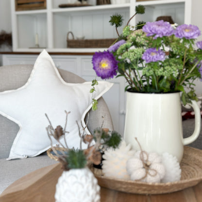 Deko Kissen "White Star“ Stern Canvas weiß 50cm - Wohnen auf dem Land