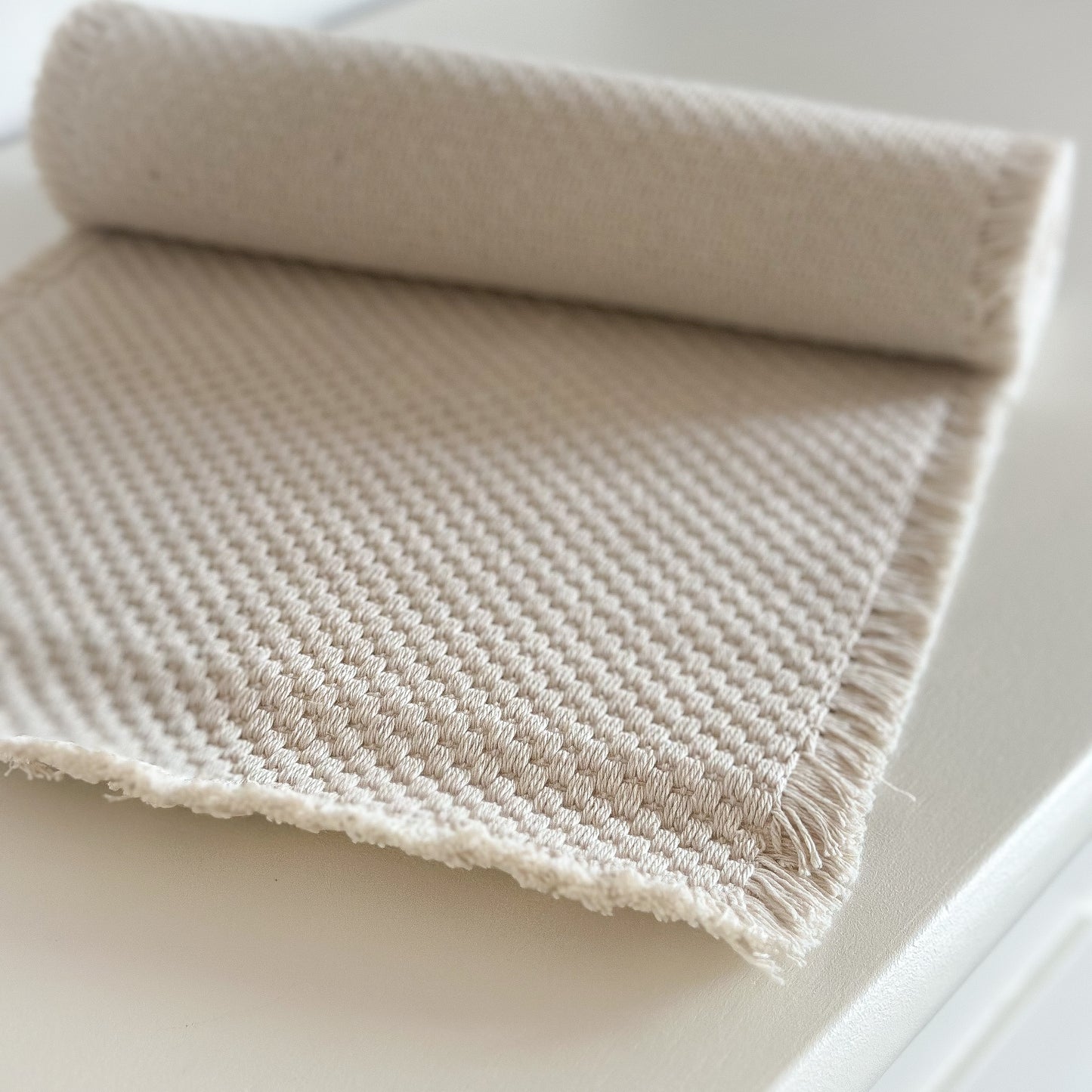 Tischläufer "Cottone" Waffeloptik creme - Wohnen auf dem Land