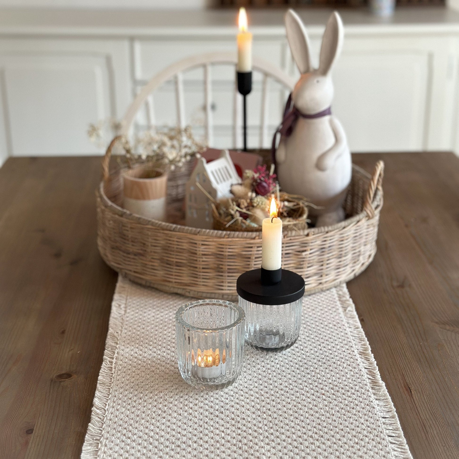 Tischläufer "Cottone" Waffeloptik creme - Wohnen auf dem Land