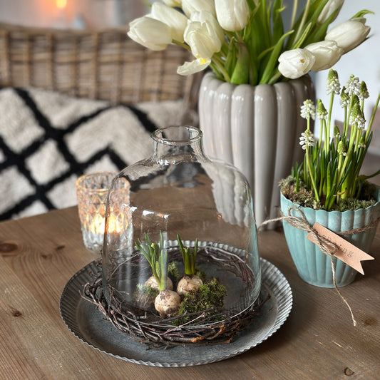 Dekoteller Mini Tablett "Wave" Metall Zink Gewellt 25cm