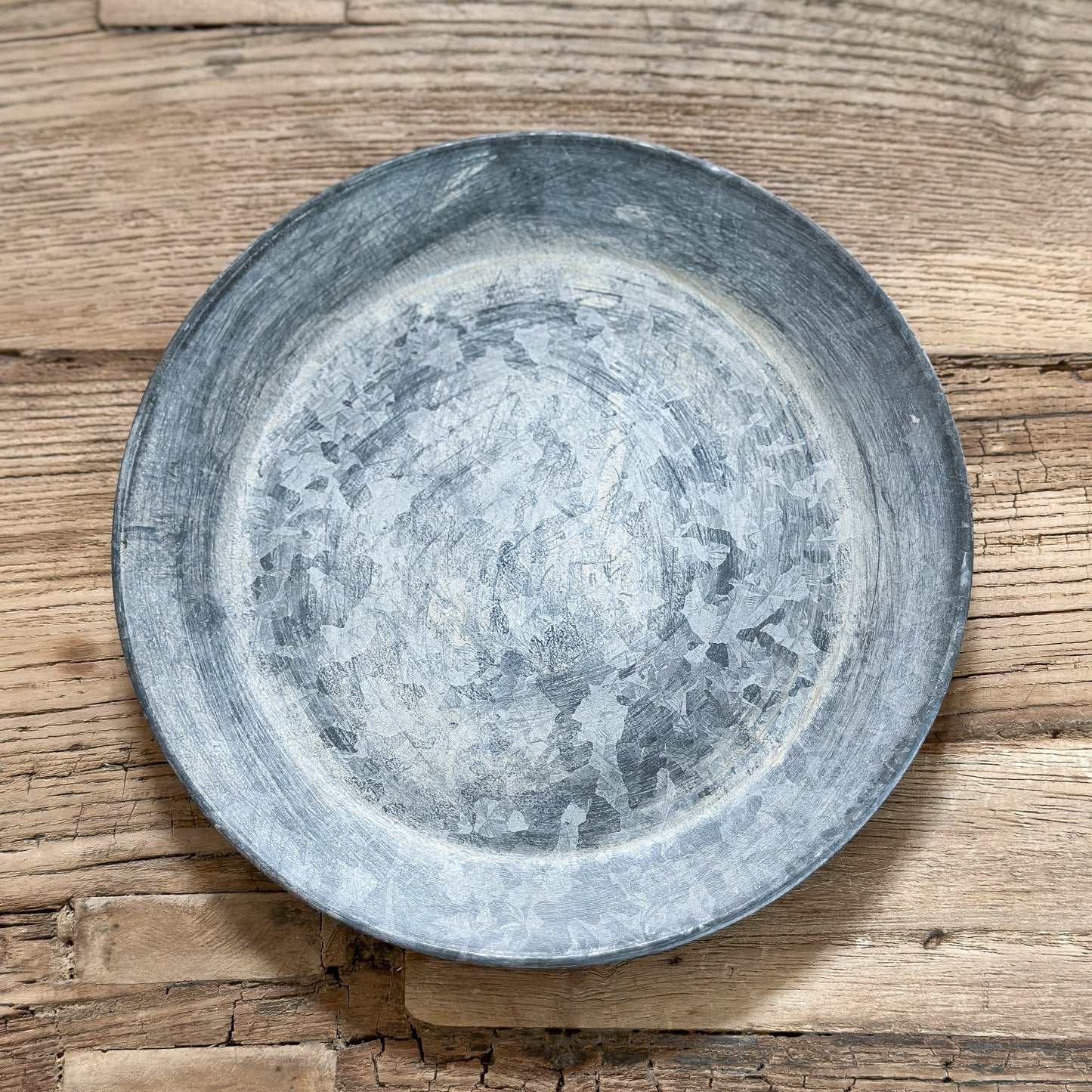 Mini Dekoteller aus Zink, 19cm, von Wohnen auf dem Land, kleines Metall-Tablett für Tischdeko, natürliche Landhaus-Optik