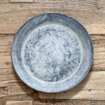 Mini Dekoteller aus Zink, 19cm, von Wohnen auf dem Land, kleines Metall-Tablett für Tischdeko, natürliche Landhaus-Optik