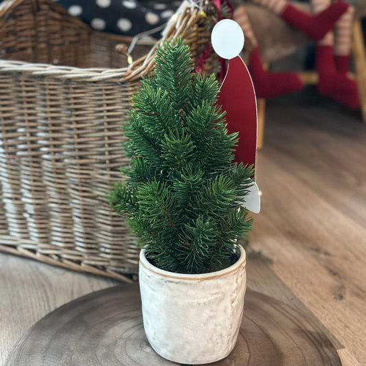 Weihnachts-Pflanzenstecker "Niklas" aus Metall in Rot-Weiß, 30cm, mit Mütze, für festliche Dekorationen im Garten oder auf Pflanzen