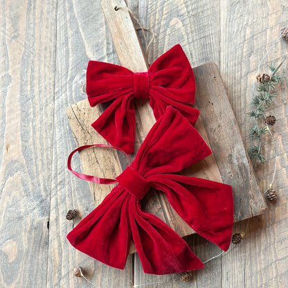 Schleife Deko "Velvet Grace" Samt Rot 2 Größen - Wohnen auf dem Land