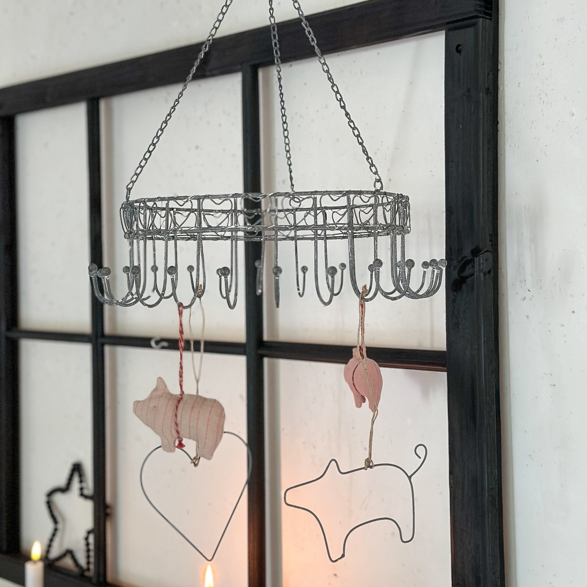 Kräuterkrone Aufhänger "Filigrane Herzen" Metall Zink 30cm - Wohnen auf dem Land