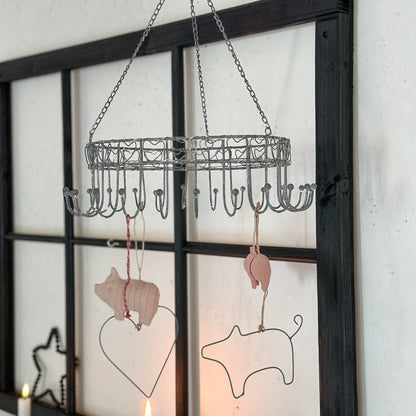 Kräuterkrone Aufhänger "Filigrane Herzen" Metall Zink 30cm - Wohnen auf dem Land