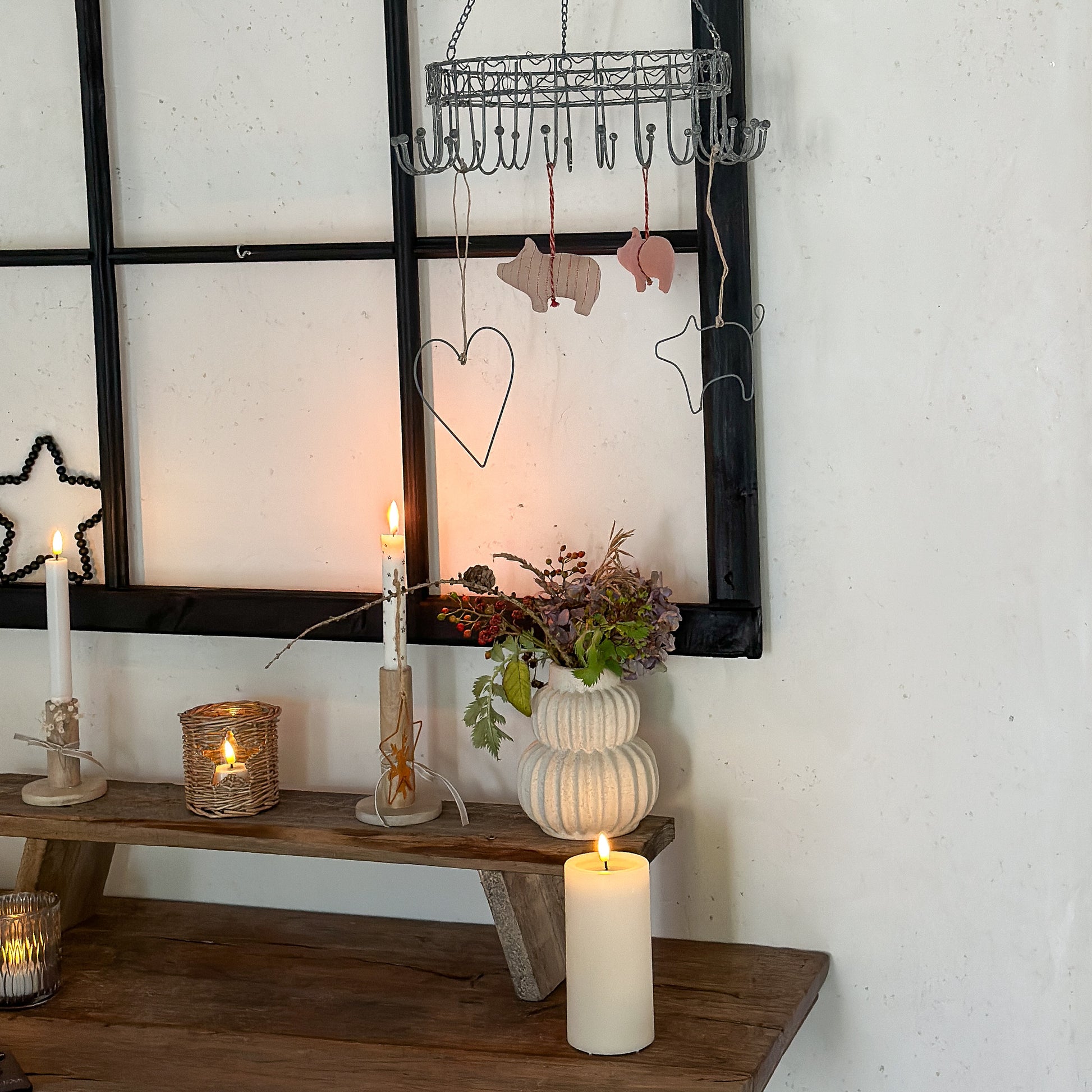 Kräuterkrone Aufhänger "Filigrane Herzen" Metall Zink 30cm - Wohnen auf dem Land